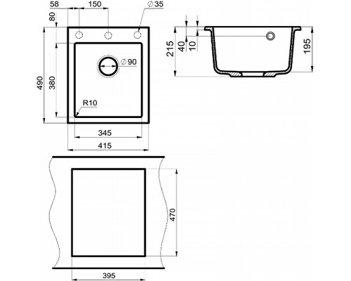 Купить Кухонная мойка Milacio Murcia 42 Cuarzo MC.77043 Серый металлик в магазине сантехники Santeh-Crystal.ru