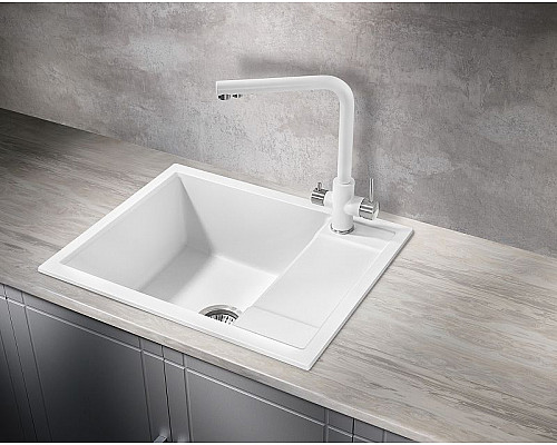 Заказать Кухонная мойка Milacio Navarra 60 Cuarzo MC.77072 Белая в магазине сантехники Santeh-Crystal.ru