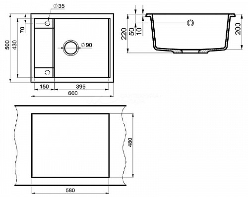 Заказать Кухонная мойка Milacio Navarra 60 Cuarzo MC.77072 Белая в магазине сантехники Santeh-Crystal.ru
