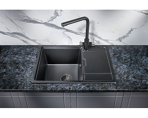 Заказать Кухонная мойка Milacio Navarra 65 Cuarzo MC.77061 Черная матовая в магазине сантехники Santeh-Crystal.ru