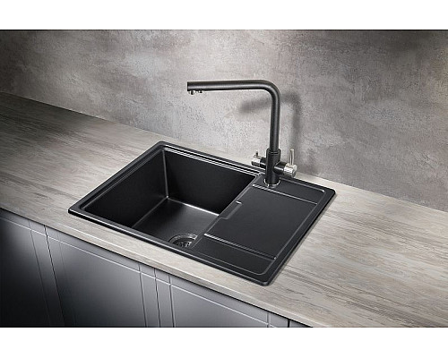 Заказать Кухонная мойка Milacio Navarra 65 Cuarzo MC.77061 Черная матовая в магазине сантехники Santeh-Crystal.ru