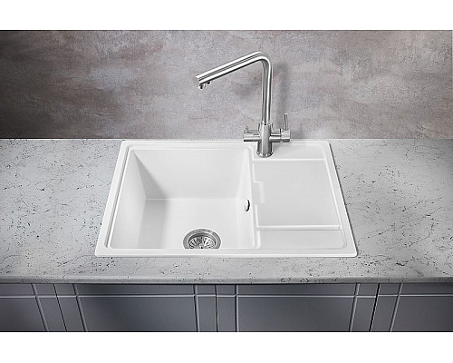 Приобрести Кухонная мойка Milacio Navarra 65 Cuarzo MC.77062 Белая в магазине сантехники Santeh-Crystal.ru