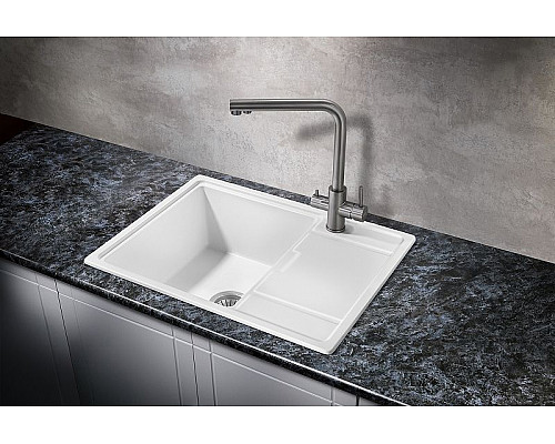 Приобрести Кухонная мойка Milacio Navarra 65 Cuarzo MC.77062 Белая в магазине сантехники Santeh-Crystal.ru