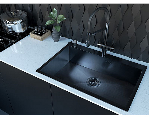 Приобрести Кухонная мойка Paulmark Saar 75 PM807551-GM Вороненая сталь в магазине сантехники Santeh-Crystal.ru