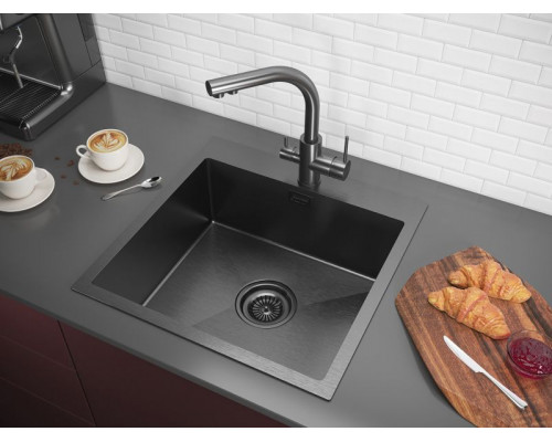 Приобрести Кухонная мойка Paulmark Velten 51 PM905151-GM Вороненая сталь в магазине сантехники Santeh-Crystal.ru