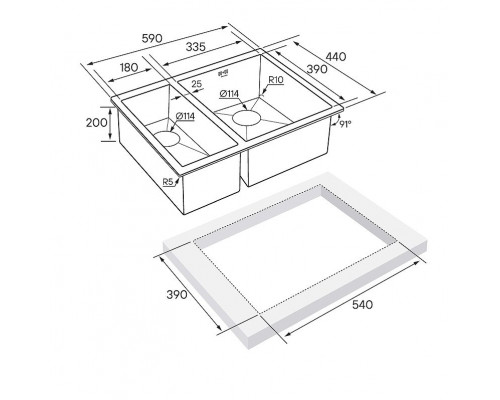 Приобрести Кухонная мойка Paulmark Zusat 59 PM225944-GMR Вороненая сталь в магазине сантехники Santeh-Crystal.ru