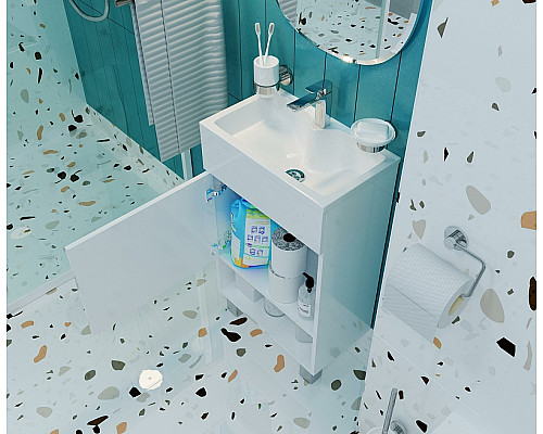 Заказать Тумба с раковиной 1MarKa July 50Н У85932 Белый глянец в магазине сантехники Santeh-Crystal.ru