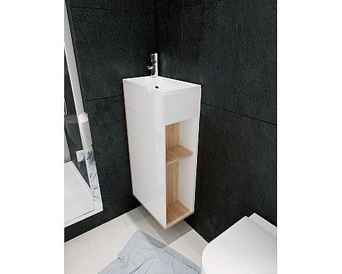 Приобрести Тумба с раковиной 1MarKa Laura 40Н L У85930 Дуб сонома Белый в магазине сантехники Santeh-Crystal.ru