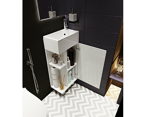 Приобрести Тумба с раковиной 1MarKa Laura 40Н R У85928 Белый глянец в магазине сантехники Santeh-Crystal.ru