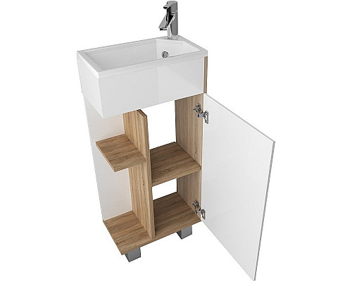 Приобрести Тумба с раковиной 1MarKa Laura 40Н R У85931 Дуб сонома Белый глянец в магазине сантехники Santeh-Crystal.ru