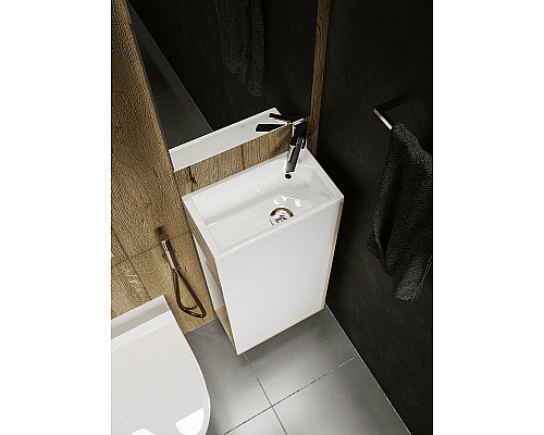 Приобрести Тумба с раковиной 1MarKa Laura 40Н R У85931 Дуб сонома Белый глянец в магазине сантехники Santeh-Crystal.ru