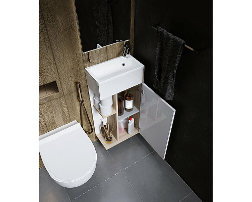 Приобрести Тумба с раковиной 1MarKa Laura 40Н R У85931 Дуб сонома Белый глянец в магазине сантехники Santeh-Crystal.ru