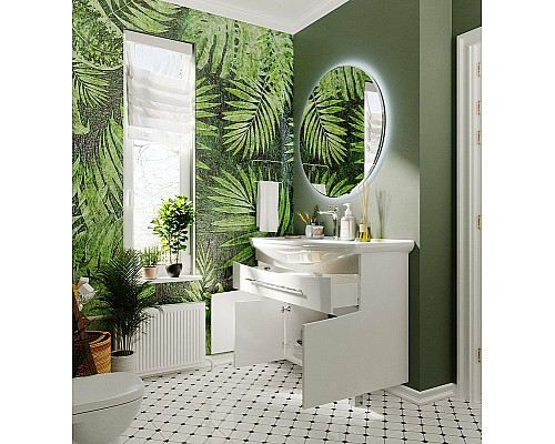 Приобрести Тумба под раковину 1MarKa Lina New 105Н У94492 Белый глянец в магазине сантехники Santeh-Crystal.ru