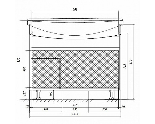 Приобрести Тумба под раковину 1MarKa Lina New 105Н У94492 Белый глянец в магазине сантехники Santeh-Crystal.ru