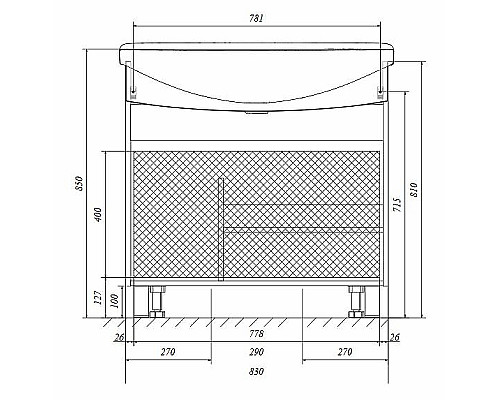 Купить Тумба под раковину 1MarKa Lina New 85Н У94493 Белый глянец в магазине сантехники Santeh-Crystal.ru