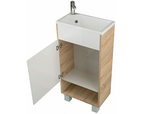 Приобрести Тумба с раковиной 1MarKa Lira 40Н L У85922 Дуб сонома Белый глянец в магазине сантехники Santeh-Crystal.ru