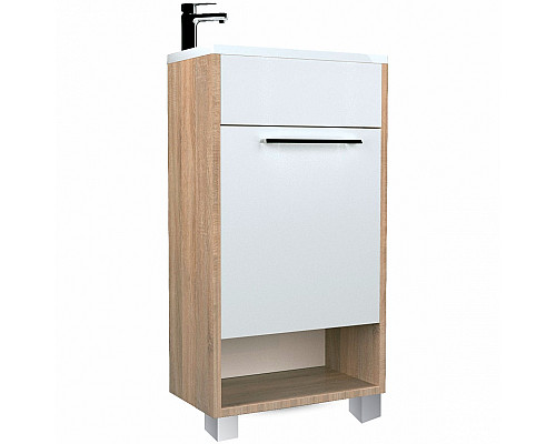 Приобрести Тумба с раковиной 1MarKa Lira 40Н L У85922 Дуб сонома Белый глянец в магазине сантехники Santeh-Crystal.ru