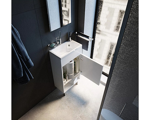 Приобрести Тумба с раковиной 1MarKa Lira 40Н R У85920 Белый глянец в магазине сантехники Santeh-Crystal.ru