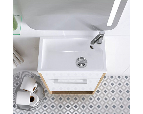 Заказать Тумба с раковиной 1MarKa Lira 40Н R У85923 Дуб сонома Белый глянец в магазине сантехники Santeh-Crystal.ru