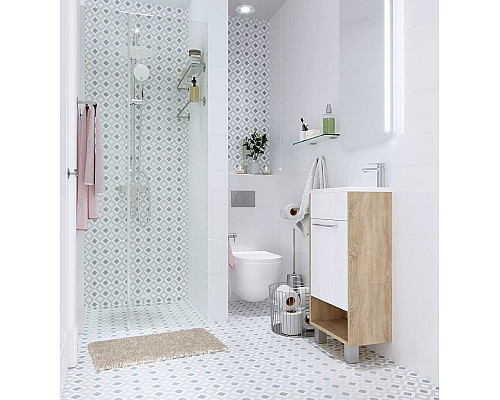 Заказать Тумба с раковиной 1MarKa Lira 40Н R У85923 Дуб сонома Белый глянец в магазине сантехники Santeh-Crystal.ru