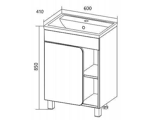 Заказать Тумба под раковину 1MarKa Nuvo 60 У76062 Дуб Сонома в магазине сантехники Santeh-Crystal.ru