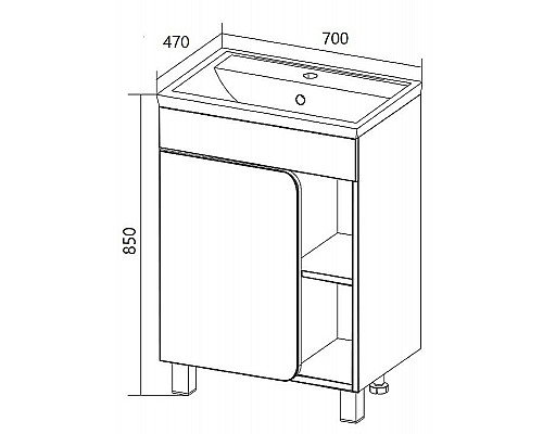Приобрести Тумба под раковину 1MarKa Nuvo 70 У76063 Дуб сонома в магазине сантехники Santeh-Crystal.ru