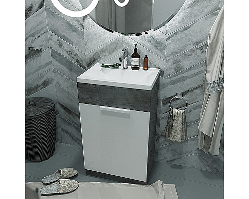 Заказать Тумба с раковиной 1MarKa Revo 50H У99086 Бетон темно-серый в магазине сантехники Santeh-Crystal.ru