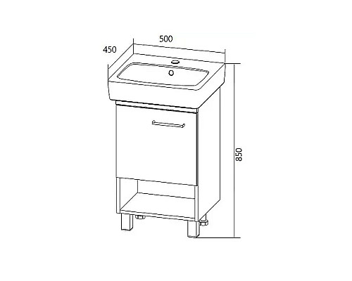 Купить Тумба под раковину 1MarKa Tera 50 У76057 Белая глянцевая в магазине сантехники Santeh-Crystal.ru