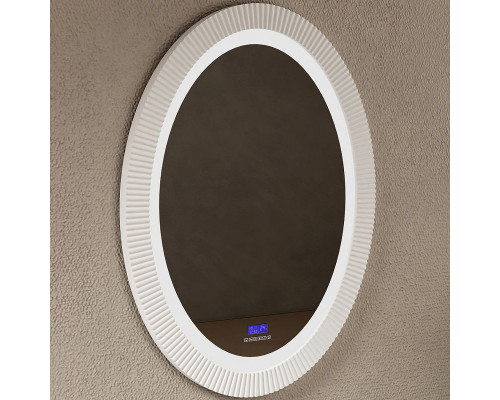 Заказать Зеркало Abber Stein 60 AS6601 с подсветкой Белое с сенсорным выключателем с часами в магазине сантехники Santeh-Crystal.ru