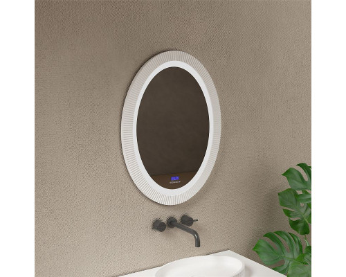 Заказать Зеркало Abber Stein 60 AS6601 с подсветкой Белое с сенсорным выключателем с часами в магазине сантехники Santeh-Crystal.ru