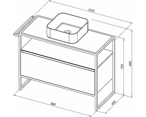 Купить Тумба под раковину Allen Brau Priority 100 1.31003.AM Антрацит матовый в магазине сантехники Santeh-Crystal.ru