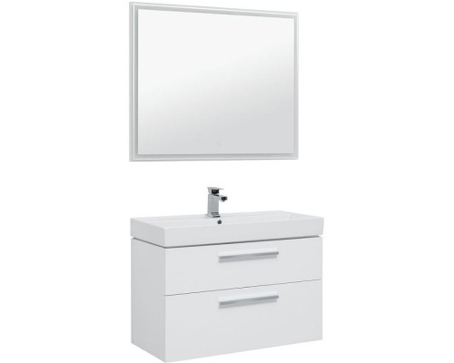 Купить Тумба под раковину Aquanet Nova 100 243659 подвесная Белый глянец в магазине сантехники Santeh-Crystal.ru