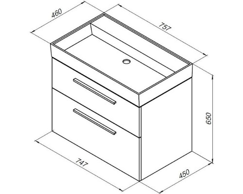 Приобрести Тумба под раковину Aquanet Nova 75 242260 подвесная Дуб рошелье в магазине сантехники Santeh-Crystal.ru