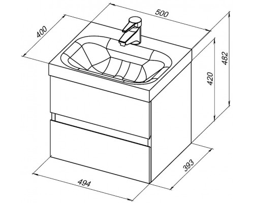 Заказать Тумба под раковину Aquanet Беркли 50 302347 подвесная Белый глянец в магазине сантехники Santeh-Crystal.ru