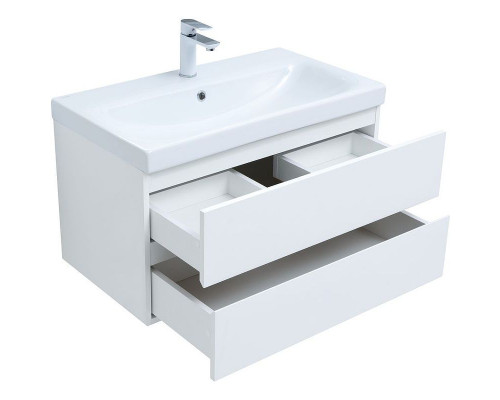 Заказать Тумба под раковину Aquanet Беркли 80 302351 подвесная Белый глянец в магазине сантехники Santeh-Crystal.ru