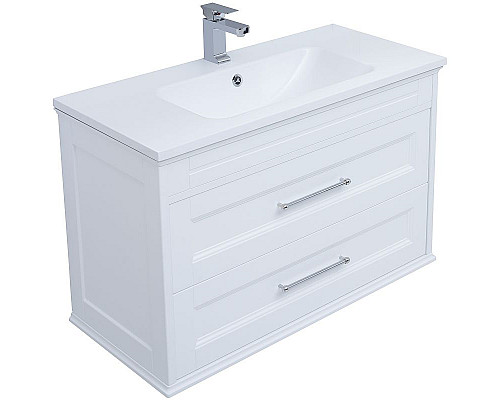 Приобрести Тумба с раковиной Aquanet Бостон 100 260666 подвесная Белый матовый в магазине сантехники Santeh-Crystal.ru