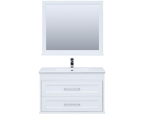 Приобрести Тумба с раковиной Aquanet Бостон 100 260666 подвесная Белый матовый в магазине сантехники Santeh-Crystal.ru