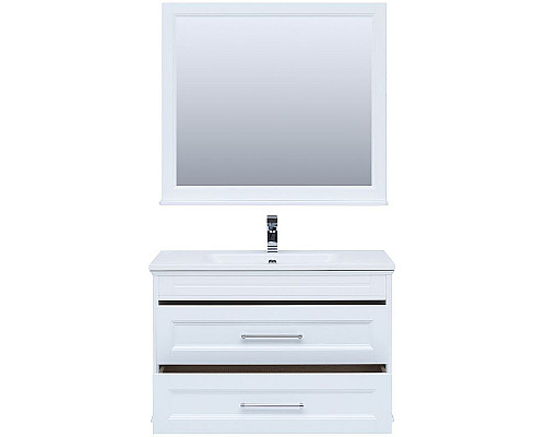 Приобрести Тумба с раковиной Aquanet Бостон 100 260666 подвесная Белый матовый в магазине сантехники Santeh-Crystal.ru