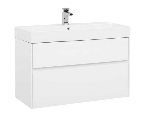 Купить Тумба с раковиной Aquanet Бруклин 100 212599 подвесная Белая в магазине сантехники Santeh-Crystal.ru