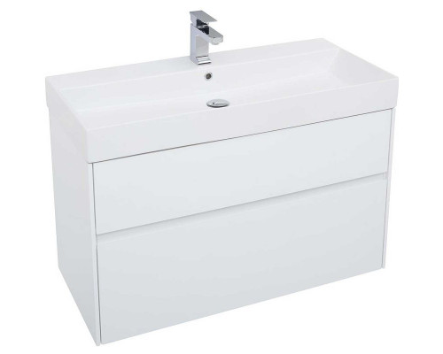 Купить Тумба с раковиной Aquanet Бруклин 100 212599 подвесная Белая в магазине сантехники Santeh-Crystal.ru
