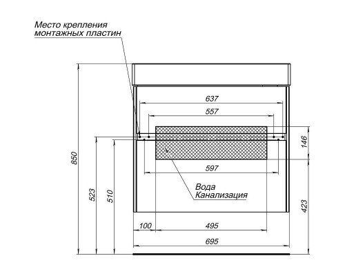 Купить Тумба с раковиной Aquanet Бруклин 70 212597 подвесная Белая в магазине сантехники Santeh-Crystal.ru