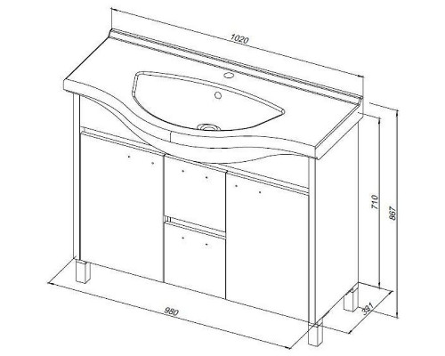 Заказать Тумба под раковину Aquanet Донна 100 274164 Белый дуб Белая в магазине сантехники Santeh-Crystal.ru