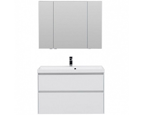 Приобрести Тумба под раковину Aquanet Гласс 100 235664 подвесная Белая в магазине сантехники Santeh-Crystal.ru