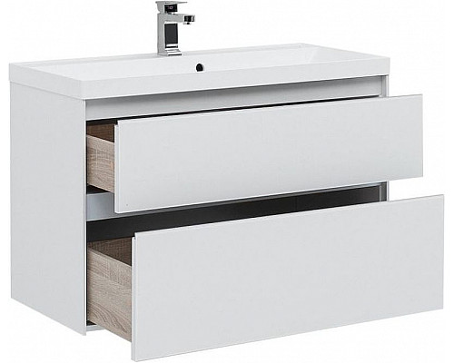 Приобрести Тумба под раковину Aquanet Гласс 100 235664 подвесная Белая в магазине сантехники Santeh-Crystal.ru