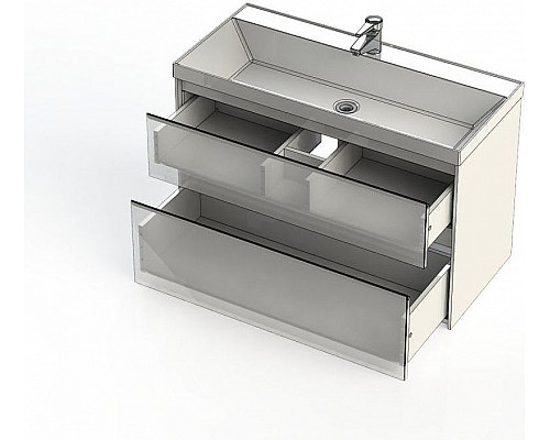 Приобрести Тумба под раковину Aquanet Гласс 100 235664 подвесная Белая в магазине сантехники Santeh-Crystal.ru