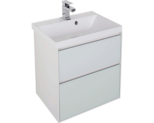 Заказать Тумба под раковину Aquanet Гласс 60 196961 подвесная Белая в магазине сантехники Santeh-Crystal.ru