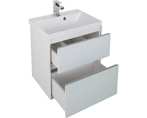 Заказать Тумба под раковину Aquanet Гласс 60 196961 подвесная Белая в магазине сантехники Santeh-Crystal.ru