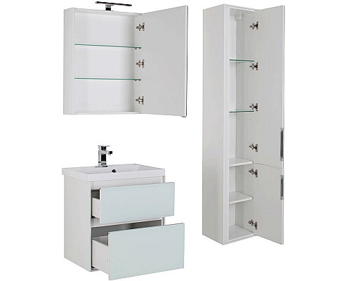 Заказать Тумба под раковину Aquanet Гласс 60 196961 подвесная Белая в магазине сантехники Santeh-Crystal.ru