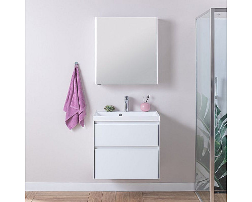 Заказать Тумба под раковину Aquanet Гласс 60 196961 подвесная Белая в магазине сантехники Santeh-Crystal.ru