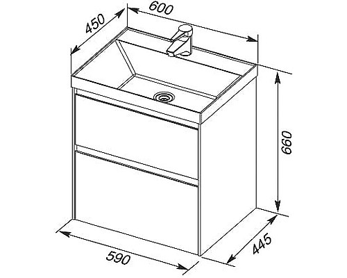 Заказать Тумба под раковину Aquanet Гласс 60 196961 подвесная Белая в магазине сантехники Santeh-Crystal.ru